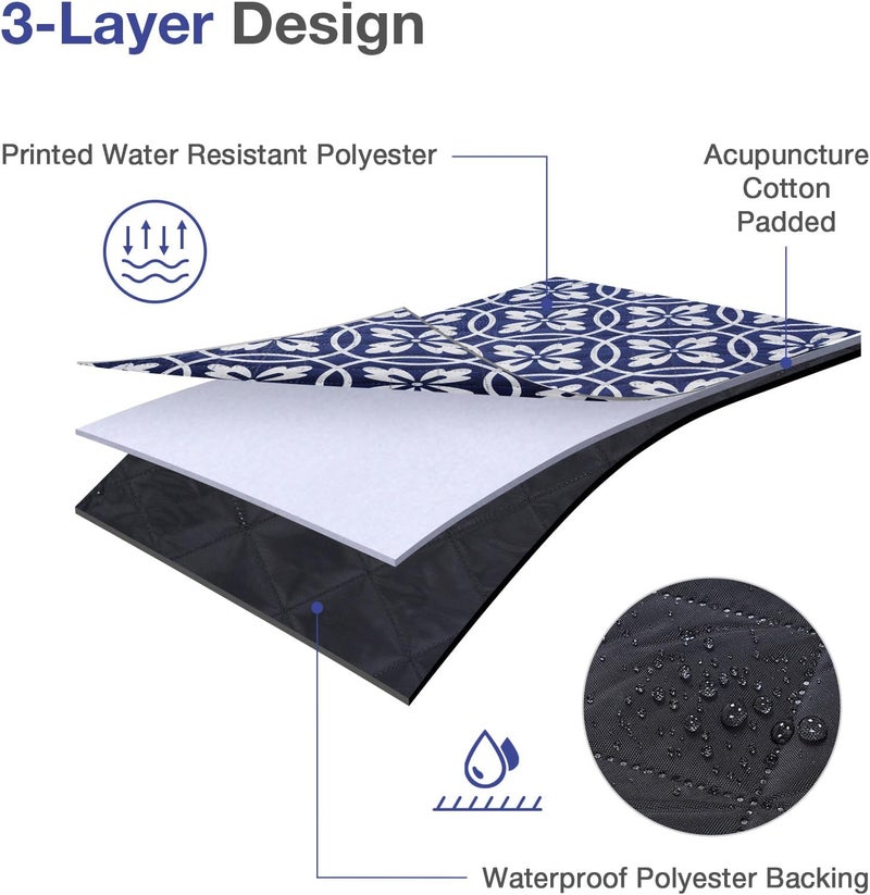 WILLOW WEAVE Picnic Blanket, 80''x80'' Waterproof Outdoor Blankets, Picnic Mat Washable for Beach, Picnic Blankets for Camping on Grass with Shoulder Strap - NavyBlue - Image 4
